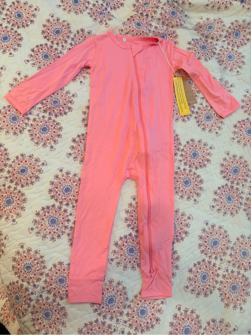 Kyte Baby Toddler NWT sz 4T Bamboo Pink Long-Sleeve Romper w Dual Front Zipper